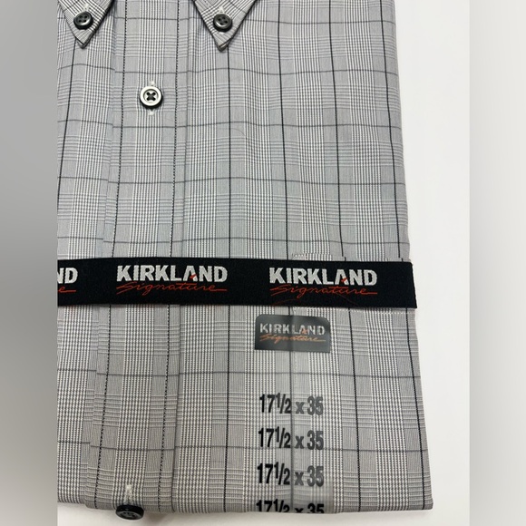 NEW-Men’s Kirkland Signature Dress Shirt Sz. 17 1/2 x 35 Gray plaid! - Picture 2 of 6